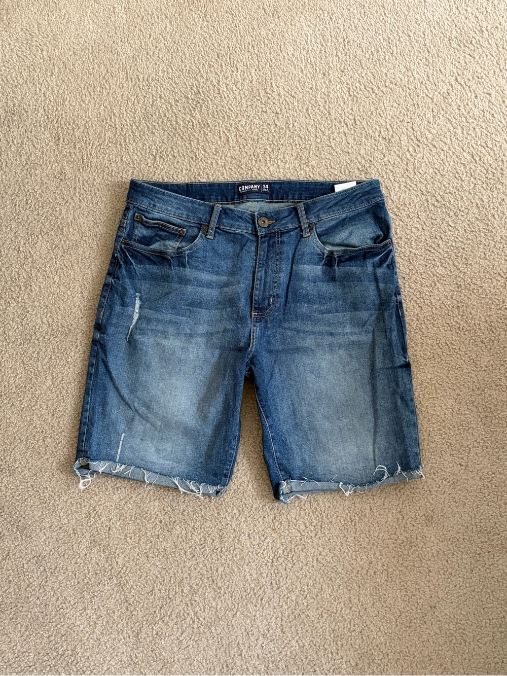 Men's Frayed Hem Denim Shorts in Blue